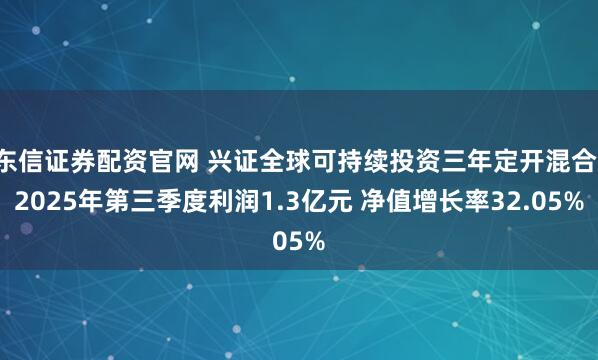东信证券配资官网 兴证全球可持续投资三年定开混合：2025年第三季度利润1.3亿元 净值增长率32.05%