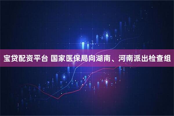 宝贷配资平台 国家医保局向湖南、河南派出检查组